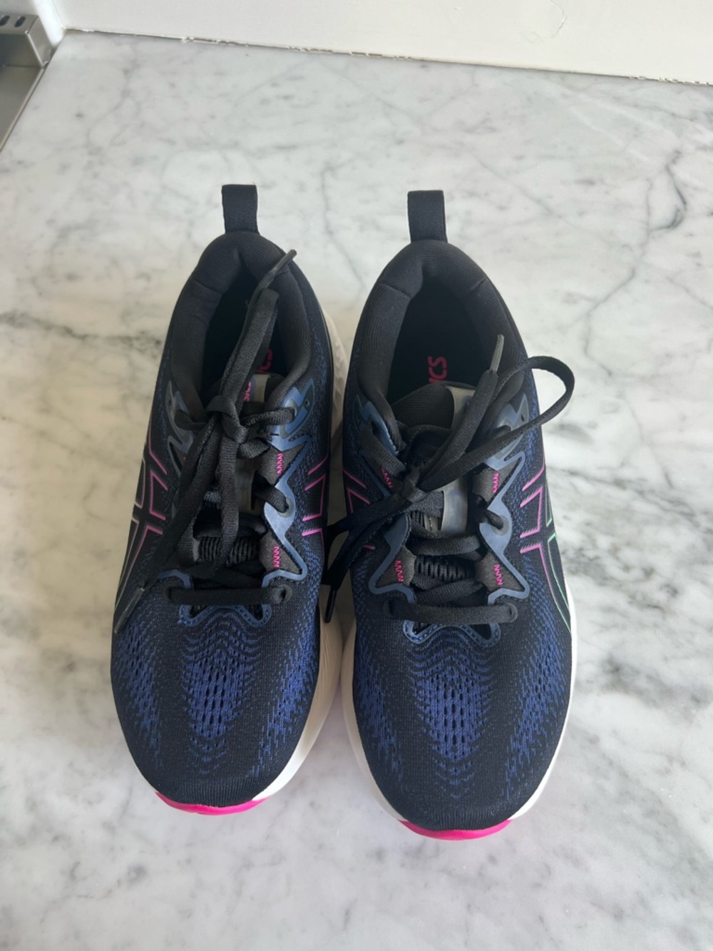 ASICS Cumulus Running Shoes with black, blue Green and Pink Accents - Picture 6 of 7
